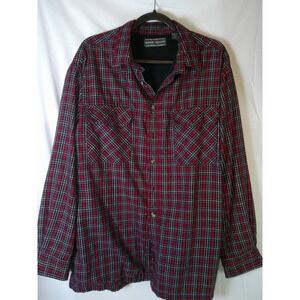 David Taylor Men's Red Plaid Flannel Thermal Lined Long Sleeve Button Up Shirt L